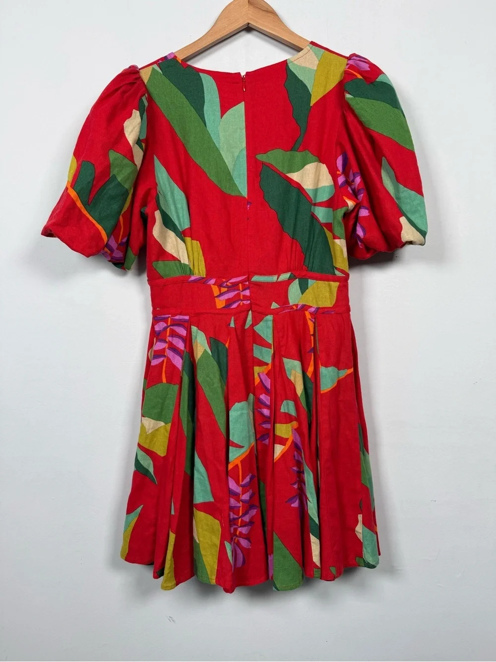 House of Harlow 1960 Red Floral Fit & Flare Puff Sleeve Mini Dress, Size 6